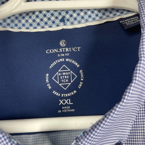 Con.Struct Mens Shirt Slim Fit Moisture Wick Wrinkle Free‎ Quick Dry No Iron 2XL - Picture 3 of 6